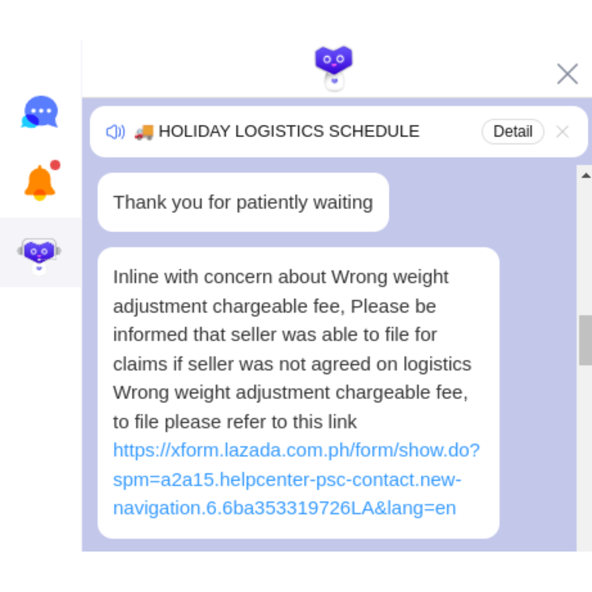 Lazada Partner Support Center response showing confusing and unhelpful replies to sellers