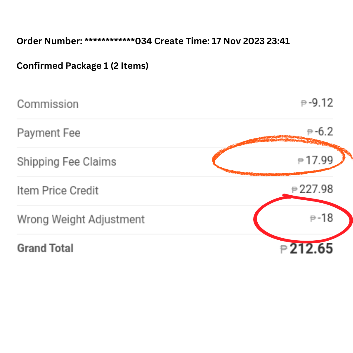 Lazada wrong weight adjustment evidence Clickerwayne